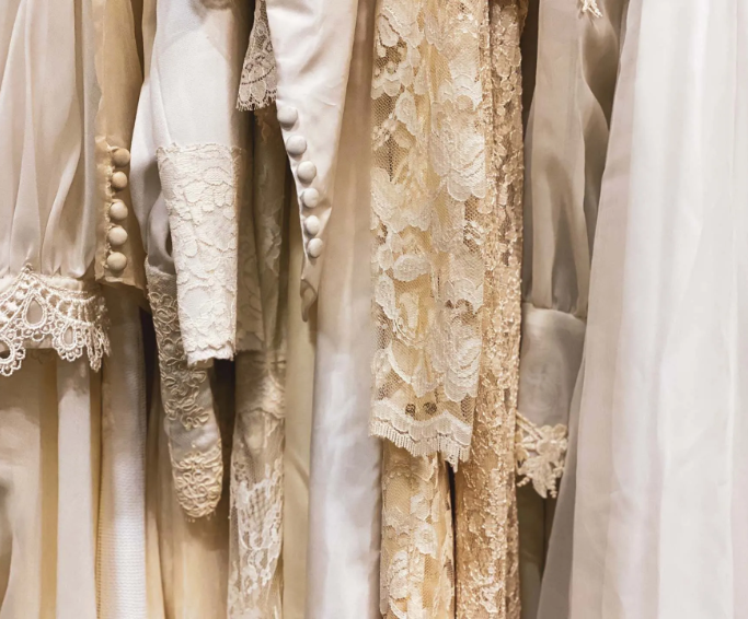Wedding Dresses on a hanging rod