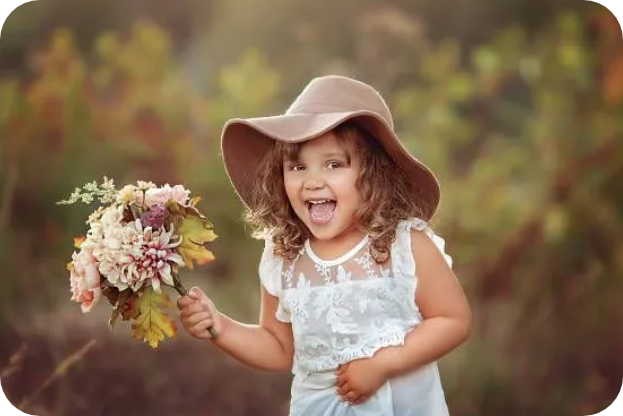 Child holding flowers