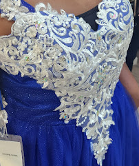 Custom Blue Wedding Dress with White LACE by Myline's Bridal in Greensboro, NC